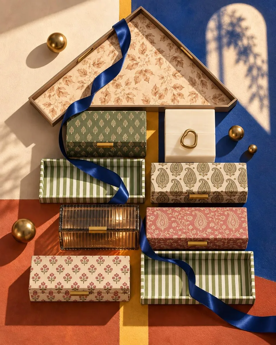 ev handcrafted patterned boxes and trays